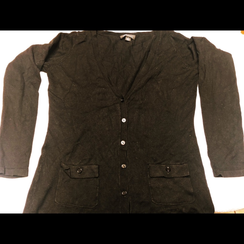 Black button v neck cardigan